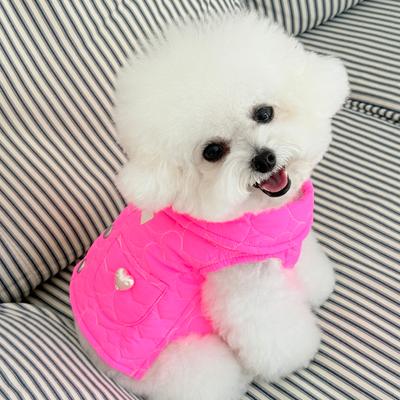 Show full view: Dolly Pet Quilted Water-Resistant Dog Vest, Neon Hot Pink, X-Small slide 4 of 9
