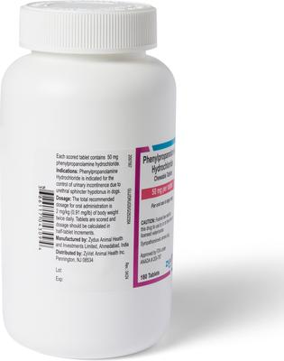Show full view: Phenylpropanolamine Hydrochloride Chewable Tablets for Dogs, 50-mg, 60 tablets slide 4 of 5