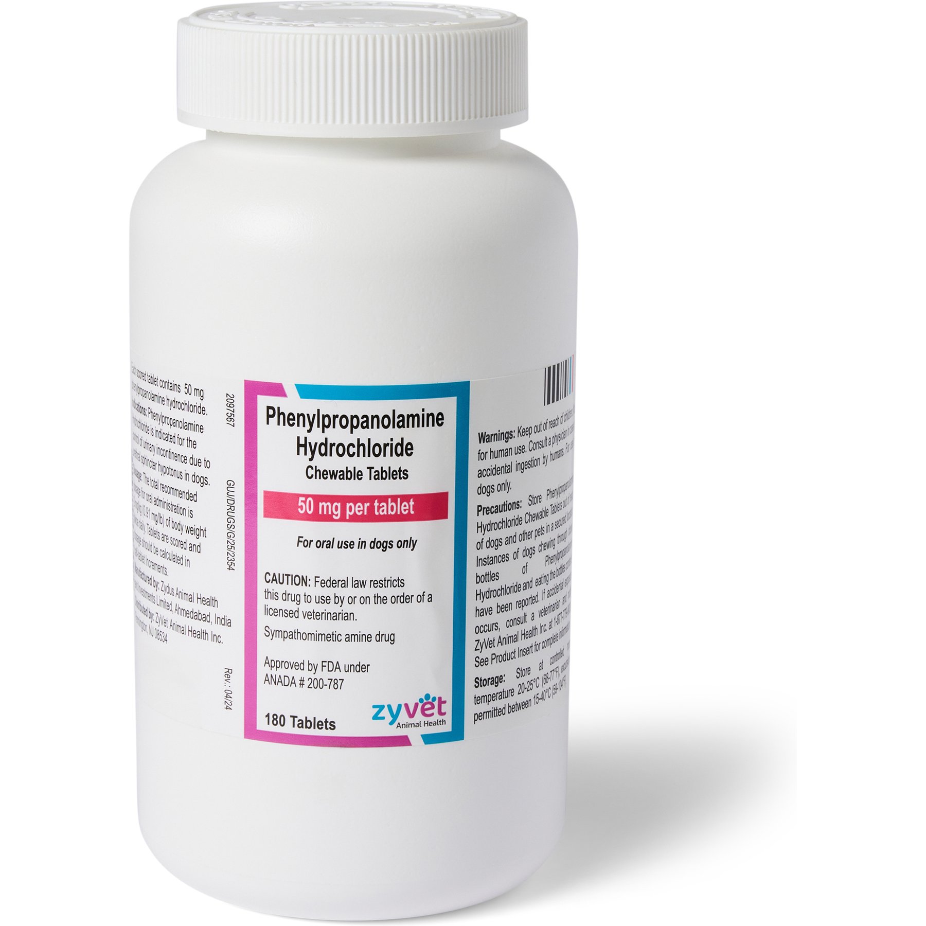 Phenylpropanolamine Hydrochloride Chewable Tablets for Dogs, 50-mg, 120 tablets