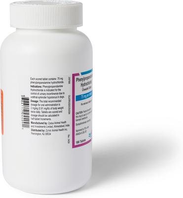 Show full view: Phenylpropanolamine Hydrochloride Chewable Tablets for Dogs, 75-mg, 30 tablets slide 4 of 5