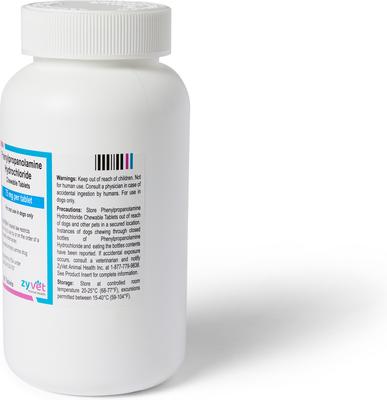 Show full view: Phenylpropanolamine Hydrochloride Chewable Tablets for Dogs, 75-mg, 30 tablets slide 3 of 5