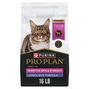Purina Pro Plan Adult Sensitive Skin & Stomach Lamb & Rice Formula Dry Cat Food, 16-lb bag