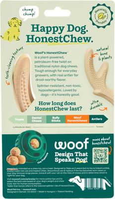 Woof HonestChew Antler Hard Density All-Natural Food Grade Dog Chew Toy