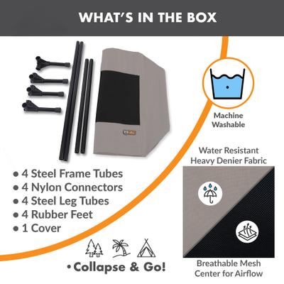 Show full view: K&H Pet Products Original Steel Frame Cot Outdoor Elevated Dog Bed, Taupe/Black, Medium slide 7 of 13