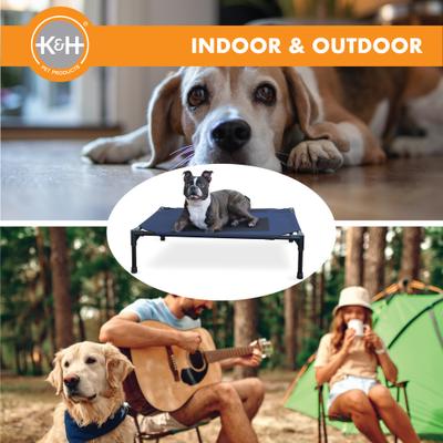 Show full view: K&H Pet Products Original Steel Frame Cot Outdoor Elevated Dog Bed, Blue/Black, Medium slide 8 of 14