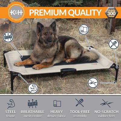 Show full view: K&H Pet Products Original Steel Frame Cot Outdoor Elevated Dog Bed, Taupe/Black, X-Large slide 3 of 13
