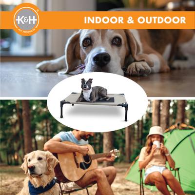 Show full view: K&H Pet Products Original Steel Frame Cot Outdoor Elevated Dog Bed, Taupe/Black, Medium slide 8 of 13