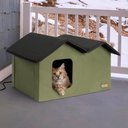 K&H Pet Products Outdoor Heated Kitty House Extra-Wide Cat Shelter, Olive/Black