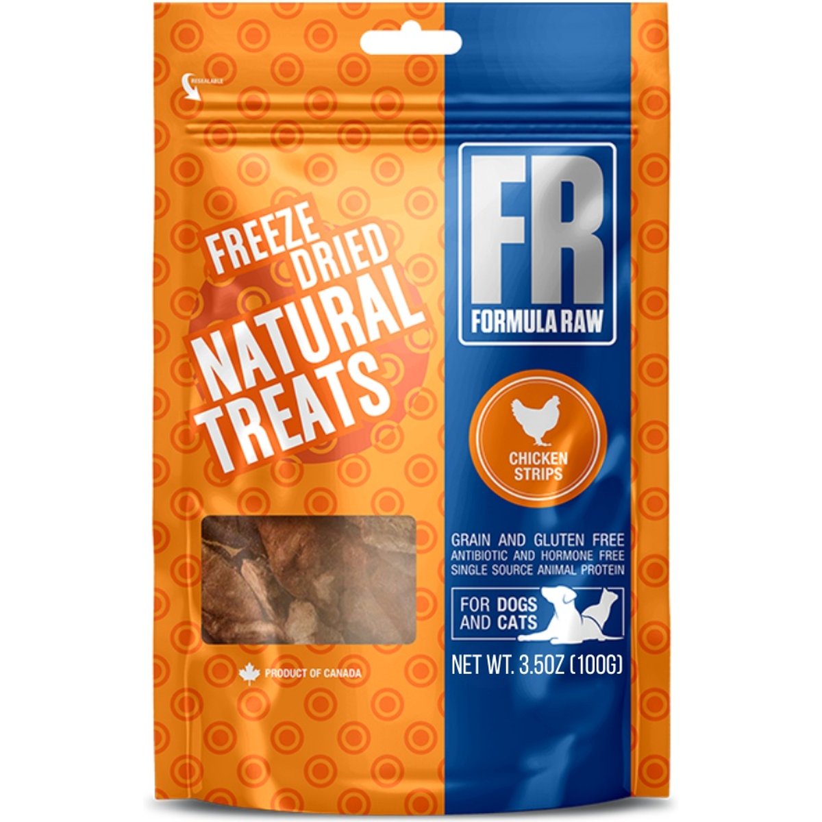 Formula Raw Chicken Strips Grain-Free Adult Freeze-Dried Dog & Cat Treats, 3.5-oz bag