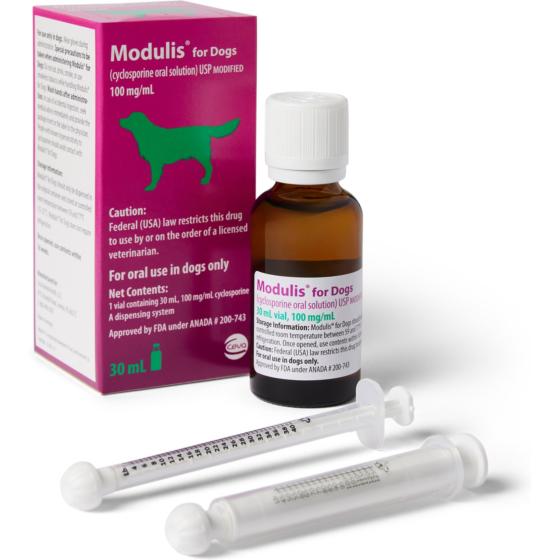 Modulis for Dogs (cyclosporine oral solution) USP MODIFIED 100mg/mL 30mL