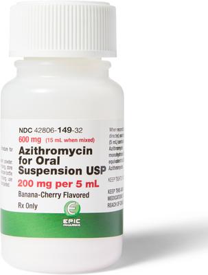 Show full view: Azithromycin (Generic) Flavored Powder for Oral Suspension, 200 mg/5 mL, 15-mL bottle slide 5 of 10