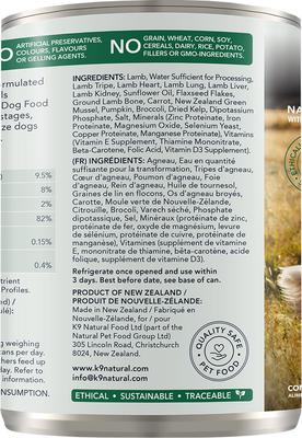 Show full view: K9 Natural Grass-Fed Lamb Feast Grain-Free Canned Dog Food, 13-oz, case of 12 slide 5 of 12