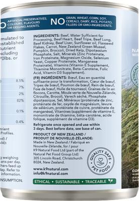 Show full view: K9 Natural Grass-Fed Beef Feast Grain-Free Canned Dog Food, 13-oz, case of 12 slide 6 of 12