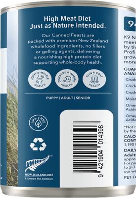 Show full view: K9 Natural Grass-Fed Beef Feast Grain-Free Canned Dog Food, 13-oz, case of 12 slide 4 of 12