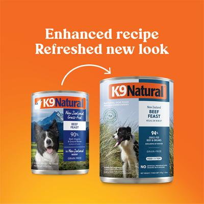 Show full view: K9 Natural Grass-Fed Beef Feast Grain-Free Canned Dog Food, 13-oz, case of 12 slide 3 of 12