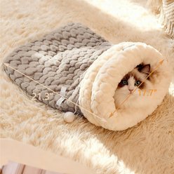 Gapzer Winter Warming Indoor Sleeping Bag Covered Cat Bed with Removable Cover, 21.3 x 17.7 x 4-in, Grey slide 2 of 9