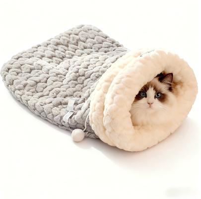 Show full view: Gapzer Winter Warming Indoor Sleeping Bag Covered Cat Bed with Removable Cover, 21.3 x 17.7 x 4-in, Grey slide 9 of 10