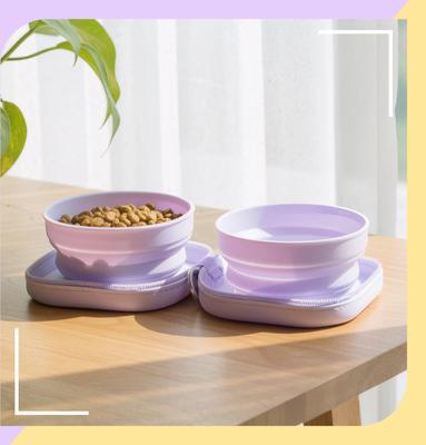 Show full view: Happy & Polly Double Travel Collapsible Silicone Dog & Cat Bowl, 12.3-oz slide 4 of 10