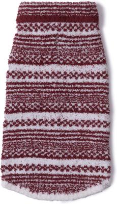 Show full view: Barefoot Dreams CozyChic Checkered BDPCC26029 Stripe Dog Sweater, Crimson/Pearl, Large slide 2 of 3