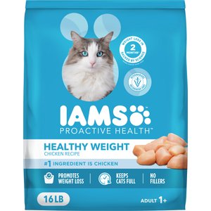 Iams Proactive Health Healthy Weight Chicken Flavor Adult Dry Cat Food, 16-lb bag