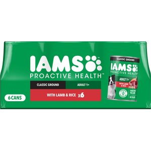 Iams ProActive Health Classic Ground with Lamb & Whole Grain Rice Adult Canned Wet Dog Food, 13-oz can, case of 6