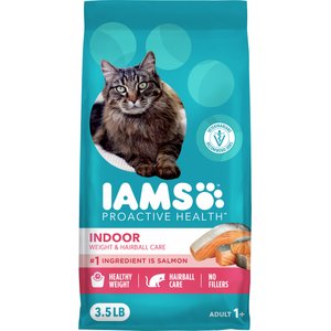 Iams ProActive Health Adult Indoor Weight & Hairball Care with Salmon Dry Cat Food, 3.5-lb bag