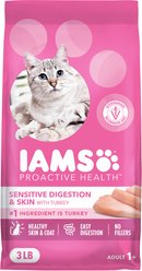 Iams Proactive Health Sensitive Digestion & Skin Turkey Dry Cat Food, 3-lb bag slide 1 of 8