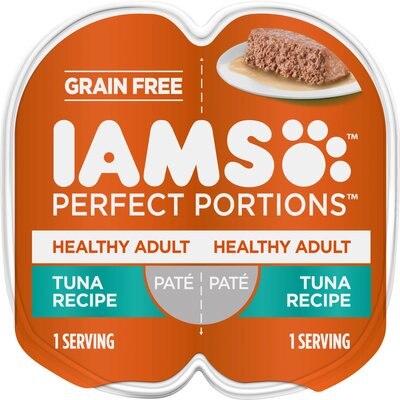 Iams Iams Perfect Portions Healthy Adult Tuna Recipe Pate Grain-Free Cat Food, 2.6-oz tray, bundle of 48 twin-packs
