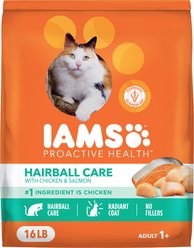 Iams ProActive Health Adult Hairball Care with Chicken & Salmon Dry Cat Food, 16-lb bag