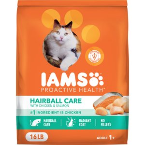 Iams ProActive Health Adult Hairball Care with Chicken & Salmon Dry Cat Food, 16-lb bag