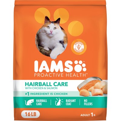 Iams Iams ProActive Health Adult Hairball Care with Chicken & Salmon Dry Cat Food, 32-lb bundle