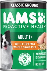 Iams ProActive Health Classic Ground with Chicken & Whole Grain Rice Canned Adult Wet Dog Food, 13-oz can, case of 12