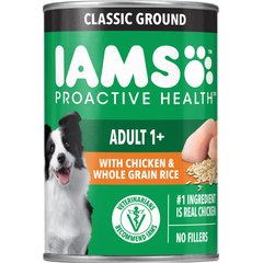 Iams ProActive Health Classic Ground with Chicken & Whole Grain Rice Canned Adult Wet Dog Food, 13-oz can, case of 12