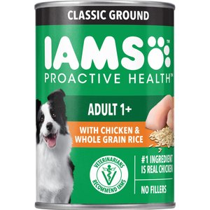 Iams ProActive Health Classic Ground with Chicken & Whole Grain Rice Canned Adult Wet Dog Food, 13-oz can, case of 12
