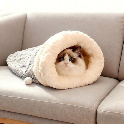 Show full view: Gapzer Winter Warming Indoor Sleeping Bag Covered Cat Bed with Removable Cover, 21.3 x 17.7 x 4-in, Grey slide 10 of 10
