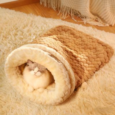 Show full view: Gapzer Winter Warming Indoor Sleeping Bag Covered Cat Bed with Removable Cover, 21.3 x 17.7 x 4-in, Brown slide 8 of 9