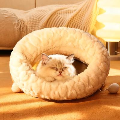 Show full view: Gapzer Winter Warming Indoor Sleeping Bag Covered Cat Bed with Removable Cover, 21.3 x 17.7 x 4-in, Brown slide 6 of 9