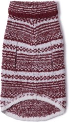 Barefoot Dreams CozyChic Checkered BDPCC26029 Stripe Dog Sweater, Crimson/Pearl, Large slide 2 of 3