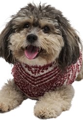 Barefoot Dreams CozyChic Checkered BDPCC26029 Stripe Dog Sweater, Crimson/Pearl, Large