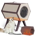 Aivituvin Plastic Indoor & Outdoor Heated Cat House, Brown