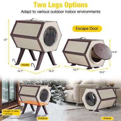 Show full view: Aivituvin Plastic Indoor & Outdoor Heated Cat House, Brown slide 6 of 9
