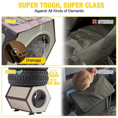 Show full view: Aivituvin Plastic Indoor & Outdoor Heated Cat House, Brown slide 3 of 9