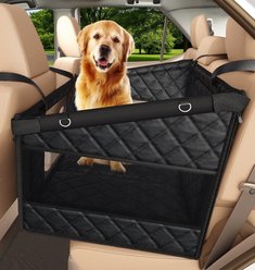 Katziela Quilted Comfort Waterproof Heavy Duty Double Dog Car Seat Cover, Black