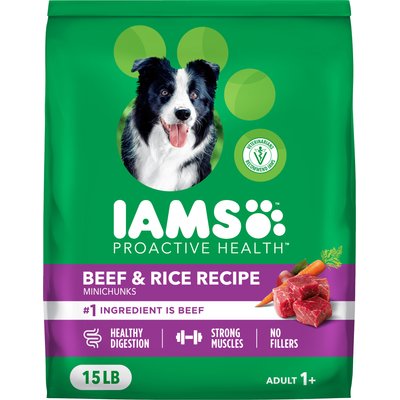 Iams Iams Proactive Health Minichunks Adult Beef & Rice Recipe Dry Dog Food, 15-lb bag