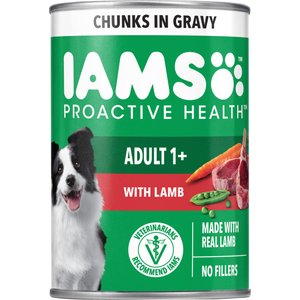 Iams Proactive Health Lamb Chunks in Gravy Canned Wet Dog Food, 13-oz can, case of 12
