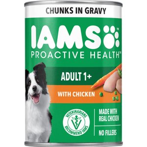 Iams Proactive Health Chicken Chunks in Gravy Canned Wet Dog Food, 13-oz can, case of 12