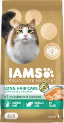 Iams Proactive Health Long Hair Care with Real Chicken & Salmon Adult Dry Cat Food, 6-lb bag