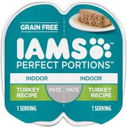 Iams Perfect Portions Indoor Turkey Grain-Free Soft Pate Wet Cat Food, 2.6-oz, case of 24 twin-packs