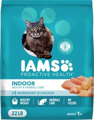 Iams Proactive Health Indoor Weight & Hairball Care Chicken & Turkey Recipe Dry Cat Food, 22-lb bag