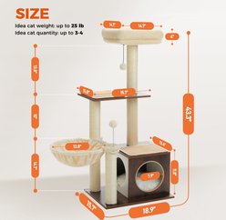 PAWZ Road Indoor 43-in Polyester Modern Cat Tree Tower & Condo, Brown slide 2 of 8